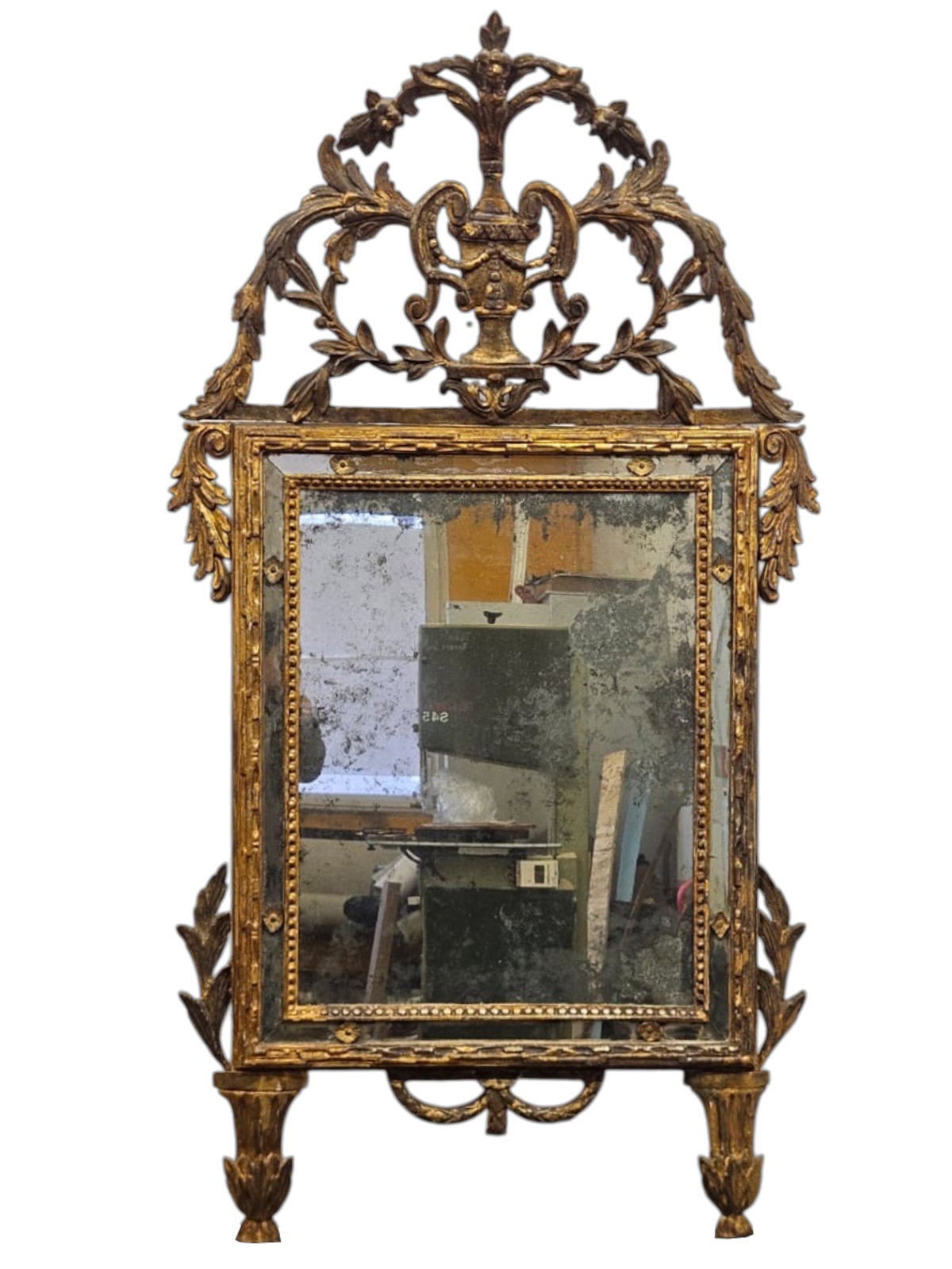 Imposant miroir Louis XVI en bois doré – XVIIIe siècle